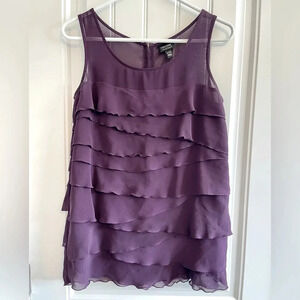 Nicole by Nicole Miller Dark Purple Ruffled Tank Top